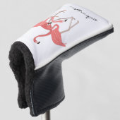 Tropisch Flamingo Trio met aangepast monogram Golfheadcover (3/4 voorkant)
