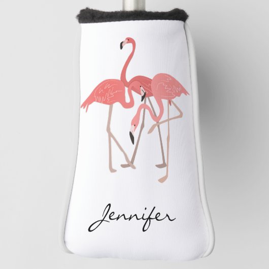Tropisch Flamingo Trio met aangepast monogram Golfheadcover (Draai 90)