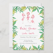 Tropisch Flamingo Triplets Baby shower Kaart (Voorkant)