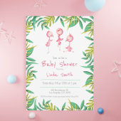 Tropisch Flamingo Triplets Baby shower Kaart