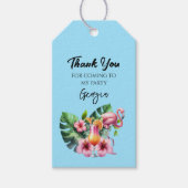 Tropisch Flamingo Verjaardagsfeest Cadeaulabel (Voorkant)