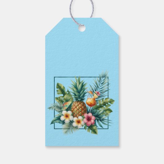 Tropisch Flamingo Verjaardagsfeest Cadeaulabel (Achterkant)