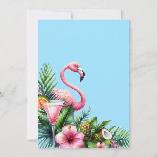 Tropisch Flamingo Verjaardagsfeest Kaart (Achterkant)