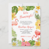 Tropisch Flamingo Verjaardagsfeest Kaart (Voorkant)