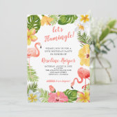 Tropisch Flamingo Verjaardagsfeest Kaart (Staand voorkant)