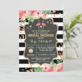 Tropisch Flamingo Vrijgezellenfeest Luau Uitnodigi Kaart (Staand voorkant)