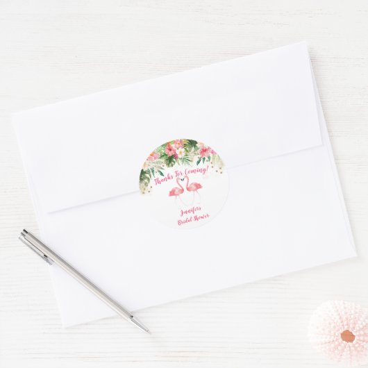 Tropisch Flamingo Vrijgezellenfeest Ronde Sticker (Envelop)