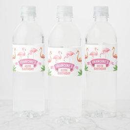 Tropisch Flamingo Waterfles Etiket