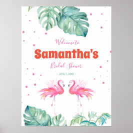 Tropisch Flamingo Welkom Feestbord Poster