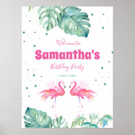 Tropisch Flamingo Welkom Party Bord Poster
