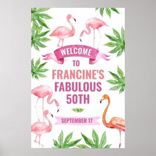 Tropisch Flamingo Welkomstteken, Tropisch poster (Voorkant)