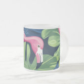 tropisch flamingoglas matglas koffiemok (Voorkant rechts)