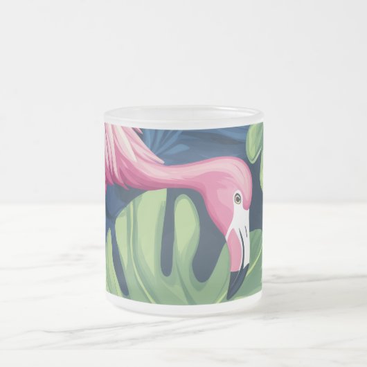 tropisch flamingoglas matglas koffiemok (Center)