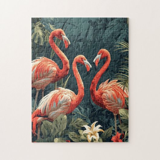 Tropisch Flamingoparadijs:  Briefkaart Legpuzzel (Verticaal)