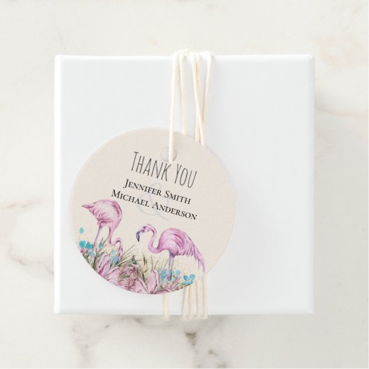 Tropisch Flamingos Wedding Bedankjes Labels (In situ)