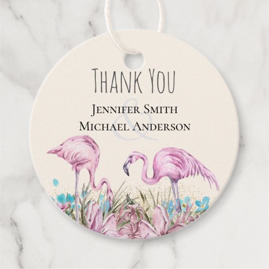 Tropisch Flamingos Wedding Bedankjes Labels (Voorkant)