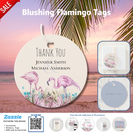 Tropisch Flamingos Wedding Bedankjes Labels