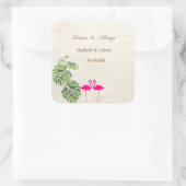 Tropisch Flamingos Wedding Vierkante Sticker (Tas)