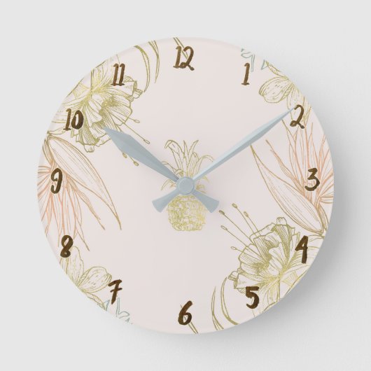 Tropisch flesje laat gouden ananas over ronde klok (Voorkant)