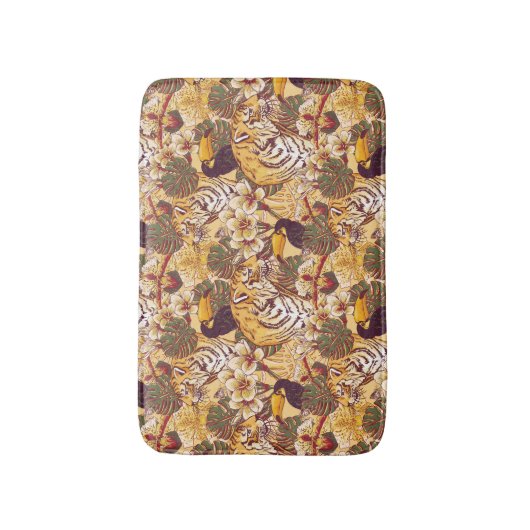 Tropisch flessenpatroon met tijger badmat (Voorkant Verticaal)