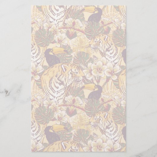 Tropisch flessenpatroon met tijger briefpapier (Voorkant)