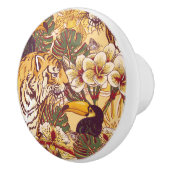 Tropisch flessenpatroon met tijger keramische knop (Rechts)