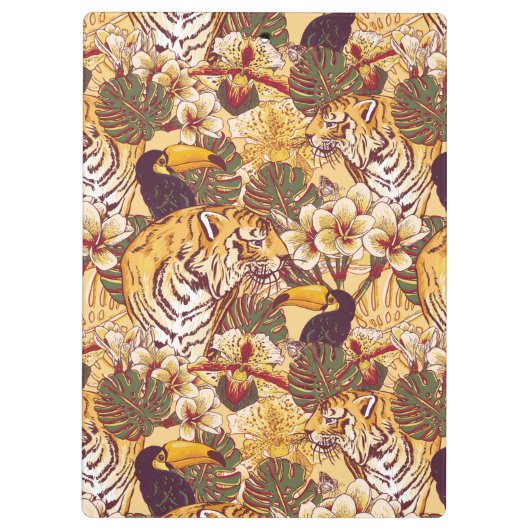 Tropisch flessenpatroon met tijger klembord (Achterkant)