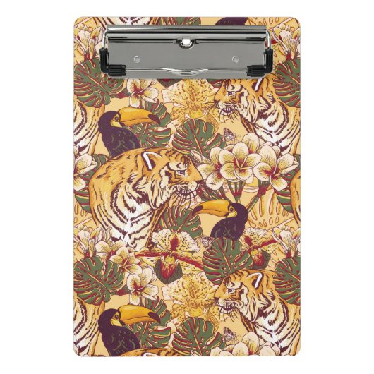 Tropisch flessenpatroon met tijger mini klembord (Voorkant)