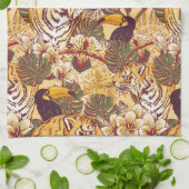 Tropisch flessenpatroon met tijger theedoek (Gevouwen)