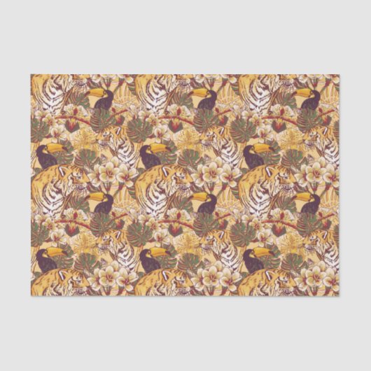 Tropisch flessenpatroon met tijger tissuepapier (Voorkant)