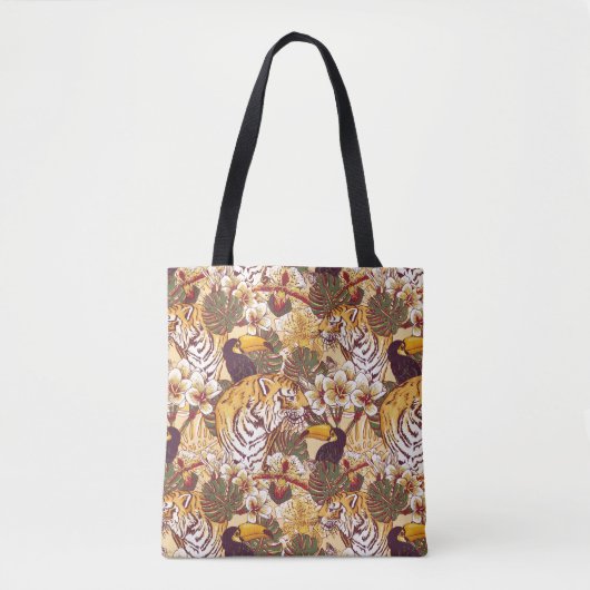 Tropisch flessenpatroon met tijger tote bag (Voorkant)