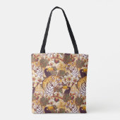 Tropisch flessenpatroon met tijger tote bag (Achterkant)