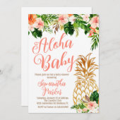 Tropisch floraal Aloha ananas Baby shower Kaart (Voorkant / Achterkant)