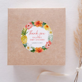 Tropisch floraal Luau-Baby shower Ronde Sticker