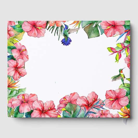 Tropisch floraal roze hibiscus-Vrijgezellenfeest Gastenboek (Achterkant)