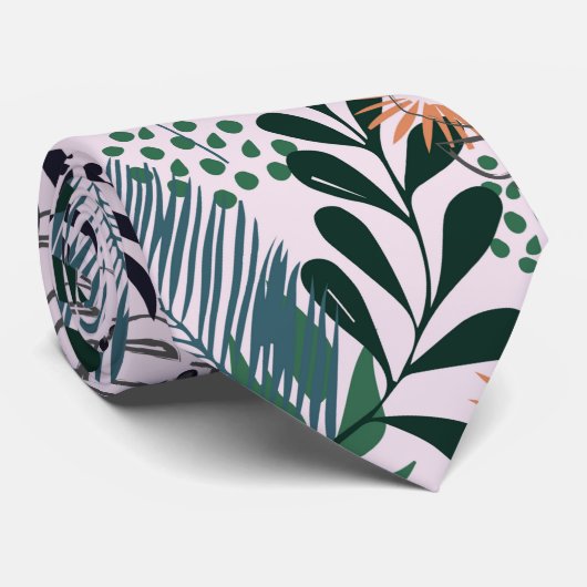 Tropisch Floral Abstract Exclusief Patroon Stropdas (Opgerold)