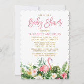 Tropisch Floral Baby shower Gold in penseel script Kaart (Voorkant)