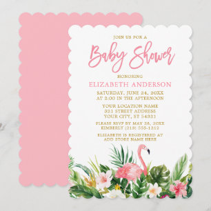 Tropisch Floral Baby shower Gold in penseel script Kaart