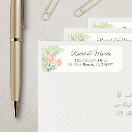 Tropisch Floral Beach Adres Etiket