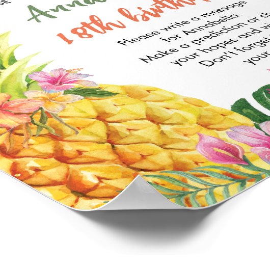 Tropisch Floral Birthday Time Capsule-teken Poster (Hoek)