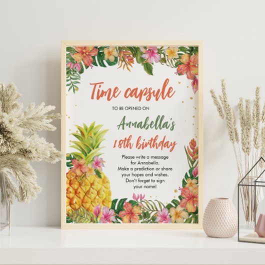 Tropisch Floral Birthday Time Capsule-teken Poster