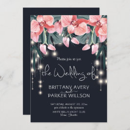 Tropisch Floral Blue Wedding Kaart