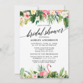 Tropisch Floral Calligraphy Vrijgezellenfeest Roze Kaart (Voorkant)