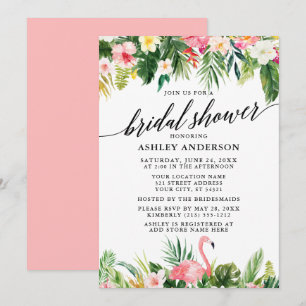 Tropisch Floral Calligraphy Vrijgezellenfeest Roze Kaart