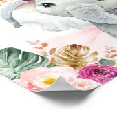 Tropisch Floral Elephant Baby shower Welkom Poster (Hoek)