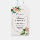 Tropisch Floral Flamingo Vrijgezellenfeest Dank u Cadeaulabel (Voorkant)