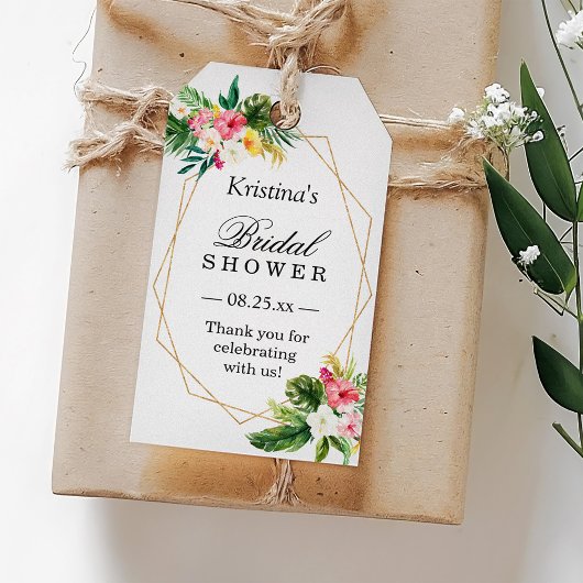 Tropisch Floral Flamingo Vrijgezellenfeest Dank u Cadeaulabel