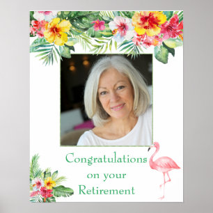 Tropisch Floral Foto Retirement Poster