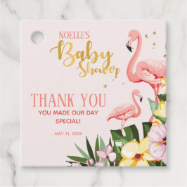 Tropisch Floral Gold Flamingo Roze Baby shower Bedankjes Labels