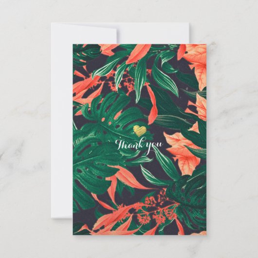 Tropisch Floral Gold Foil Lijst Wedding RSVP Antwo (Achterkant)